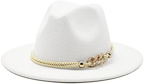 Dedikoducu Bayan moda geniş kenarlı fötr şapka Panama şapka yüzük kemer ile hissettim