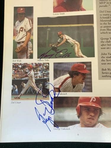 1980 Philadelphia Phillies Champs 10 Yıllık Birleşme Dergisi 11 Oyuncu tarafından imzalandı-İmzalı Major League BASEBALL Dergileri