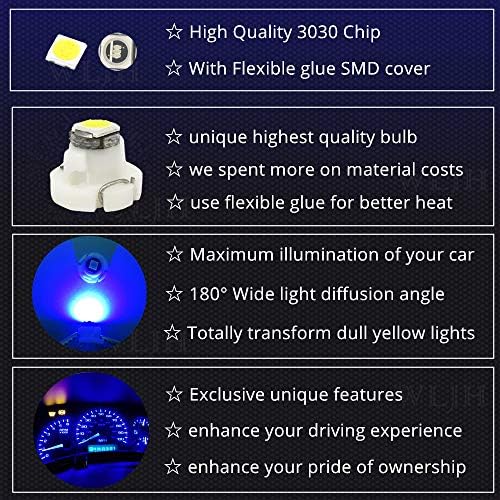 WLJH Süper Parlak Mavi Led saat ışığı 35505-S84-N01 Yedek Fabrika lamba ampulü Honda Accord 1998 ila 2002, Honda Odyssey 1999