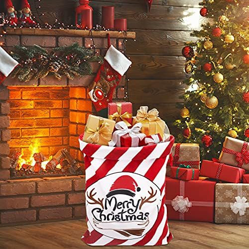 2 Paketi Tuval Santa Çuval Hediye Keseleri, Mevcut Depolama için Büyük Noel İpli Çanta, Kullanımlık Noel Büyük Boy Çuvallar