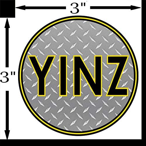 Yinz Sticker-Yinz Premium Vinil Çıkartması-Siyah ve Sarı w / Çelik Perde 3 x 3 / Araba Tampon Otomatik Pencere Dizüstü Kask Hidro-Flask