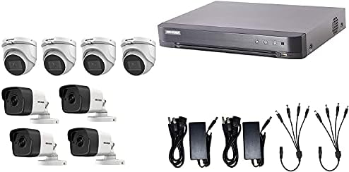 Hikvision 5MP 8CH Turbo HD Analog CCTV Seti: 8CH DVR + 4 TB HDD Yüklü, 5MP IR 2.8 mm Lens Açık Mini-Bullet Kamera x4, 5MP IR