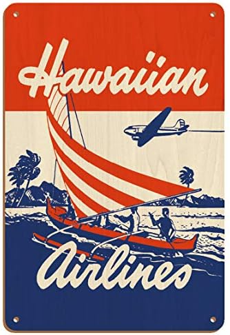 Hawaiian Airlines-Outrigger Kano'da Hawaiians (Wa'a) - Vintage Havayolu Seyahat Posteri c. 1940-Premium Unryu Pirinç Kağıdı Sanat
