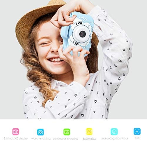 Çocuk Kamera, Mini Köpek Desen Kamera, Çocuklar için Dayanıklı bir Kordon Bulmaca Oyuncaklar ile Donatılmış(Mavi)
