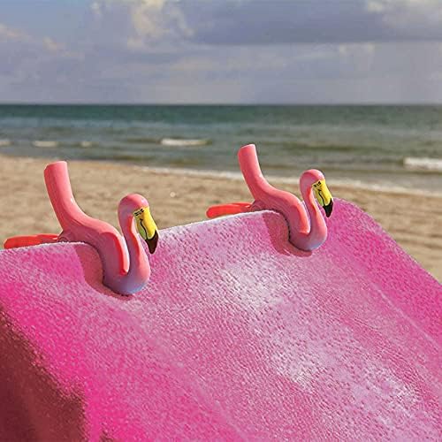 Flamingo Plaj Havlu Klipsleri, Şezlong Havlu Klipsleri, Tatil Havuzu için Portatif Giysi Mandalları 4 adet