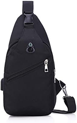 Erkekler tek kollu sırt çantası Oxford Kumaş Su Geçirmez Crossbody Omuz Göğüs Çantası tek kollu çanta USB şarj Portu ile Açık