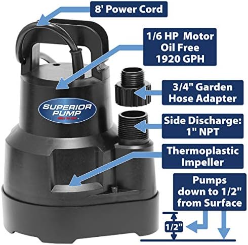 Üstün Pompa 91660 Haznesiz su ısıtıcı Kireç Çözücü Pompa Seti, XL 3.5 Galon, Siyah