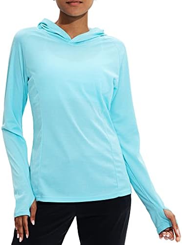Kadın Uzun Kollu Gömlek UPF 50 + Güneş Koruma Hoodie Hafif Gömlek Yürüyüş Balıkçılık Koşu Açık Gömlek Kadınlar için