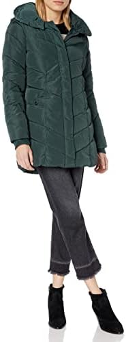 Steve Madden Kadın Uzun Chevron Kapitone Dış Giyim Ceket