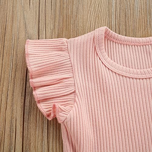 Yenidoğan Bebek Bebek Kız Baskı Romper Fırfır Kollu T-Shirt Üst Askı Şort 3 Adet Çiçek Yaz Kıyafetler