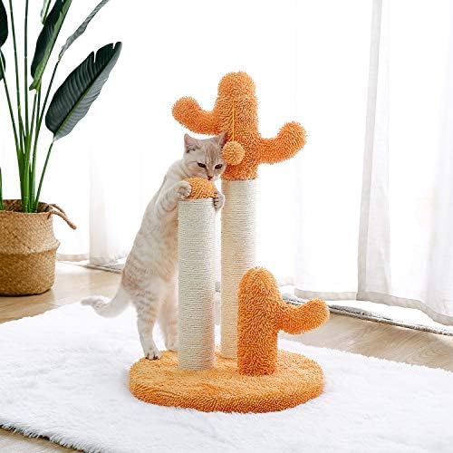 Made4Pets Kaktüs Kedi tırmalama direği ile 3 Tırmalama Direkleri ve Sarkan Topu, kedi Scratcher için Kediler ve Yavru