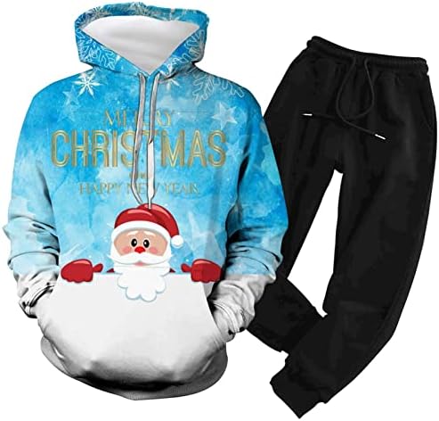 Unisex Noel kazak Hoodie kıyafet Kazak ve Sweatpants Eşofman setleri Erkek Kız Kazak seti