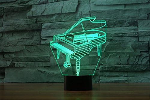 Piyano 3D Dokunmatik Optik ILLusion Gece Lambası Çarpıcı Görsel Üç Boyutlu Etkisi 7 Renk Değiştirme Masa Masa Deco Lamba Yatak