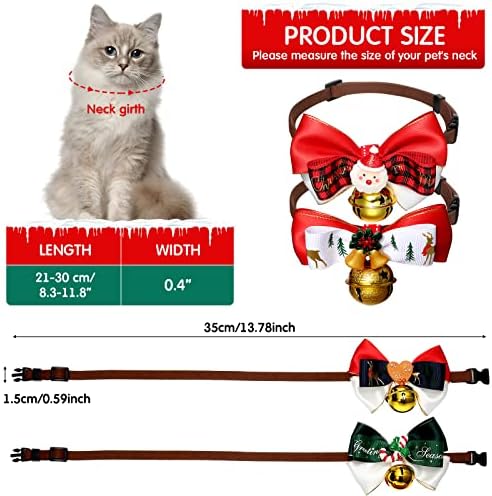 4 Parça Noel kedi Yaka Ayarlanabilir Kedi Ayrılıkçı Yaka Çan ile Noel Yavru Yaka Kedi Papyon Yaka Noel Süsler ile Noel Yavru