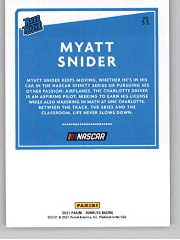 2021 Donruss Orange Racing 33 Myatt Snider, Yeni Başlayanlara Resmi NASCAR Ticaret Kartını Panini America'dan Raw (Nm'ye Yakın