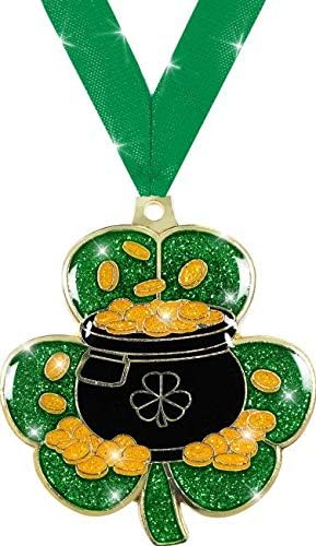 2.5 Aziz Patrick Günü Glitter Madalya Altın, Mutlu Aziz Patrick Günü Trophy Madalya Ödülleri, Büyük Parlak İrlandalı Shamrock