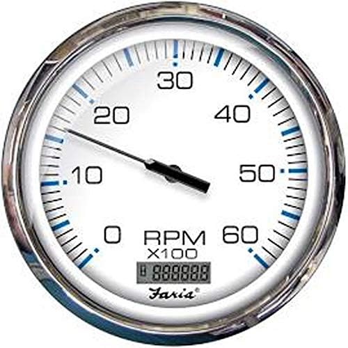 FARİA BEEDE 33863 Chesapeake Paslanmaz Çelik Takometre Saat Ölçer (6000 RPM) Gaz-5, Beyaz, Çok Renkli