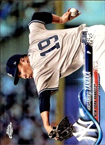 2018 Topps Krom Refraktörler 10 Masahiro Tanaka New York Yankees Resmi MLB Beyzbol Ticaret Kartı Ham (NM veya Daha İyi) Durumda