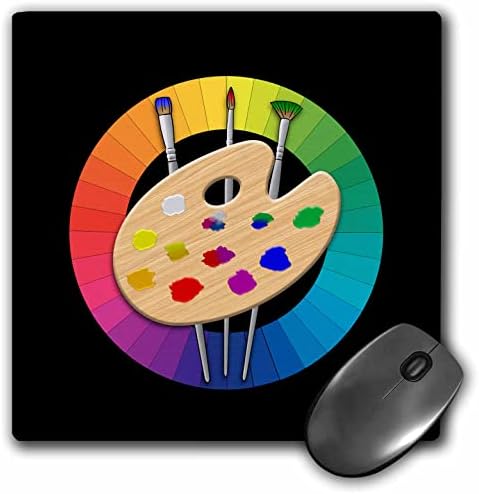 3bir Renk Tekerleği Üzerinde Fırçalarla bir Sanatçı Boya Paleti oluşturun. - Fare Altlığı (mp_352664_1)