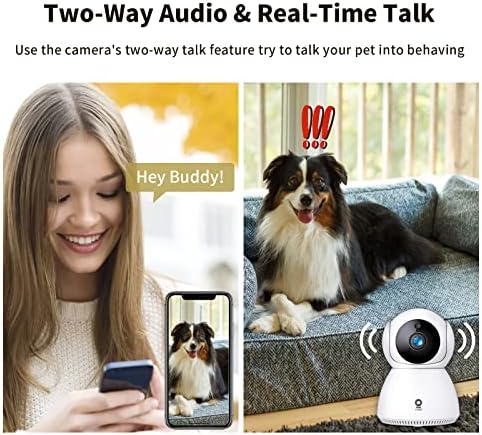 V380 Pro Pet Kamera, 2 k WiFi Kamera, Köpek Kamera ile Telefon App, İki Yönlü Ses, Hareket Algılama, IR Gece Görüş, Bulut ve