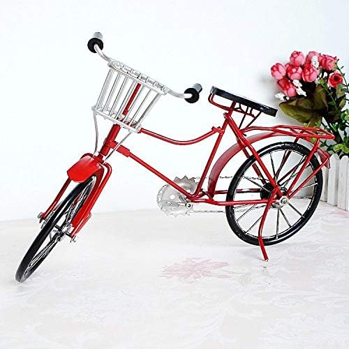 TLLDX Bisiklet Modeli El Yapımı Demir Vintage Kırmızı Bisiklet Çekçek Vintage Metal Heykelcik Dekorasyon için El Sanatları Severler