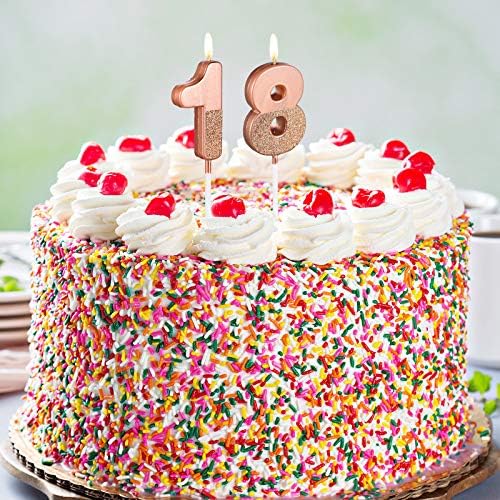 BBTO 18th Doğum Günü Mumlar Glitter Kek Sayısal Mumlar 18th Doğum Günü Pastası Topper Dekorasyon için Doğum Günü Düğün Yıldönümü