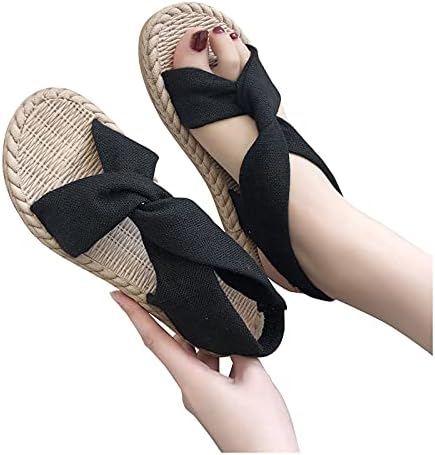 Düz Elbise Sandalet Kadınlar için Kenevir Yürüyüş Sandalet Kadınlar için Rahat Sandalet Kadın Sandalet Yaz Rahat Flip Flop Slaytlar