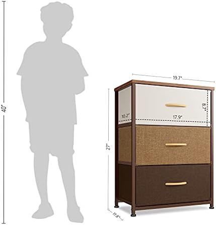 Yatak Odası için CubiCubi Dresser Komidin, küçük Çocuk Yatak Odası Kumaş Tall Dresser Koridor Entryway Dolaplar için 3 Çekmece