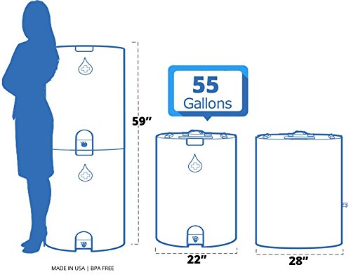 Mavi 55 Galon Su Depolama Tankı tarafından WaterPrepared-Acil Su Varil Konteyner ile Tıkaç için Acil Afet Hazırlık-İstiflenebilir,