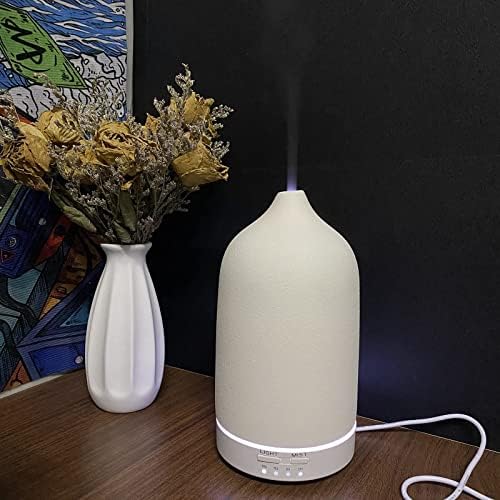Beyaz El Işi Seramik Difüzör, 160 ml Taş Aroma yağı Frangrance Difüzör, ultrasonik serin hava nemlendiricisi için Ev Yatak Odası