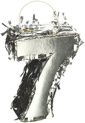 amscan 242159 Metalik Folyo Mini Pinata / Sayı 7 / Gümüş / Parti Dekorasyonu