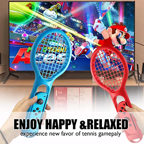 Nintendo Anahtarı için ANNMETER Tenis Raketi, Bilek Kayışı ile N-Switch Joy-Con Denetleyicisi için Oyun Aksesuarları Seti, Mario