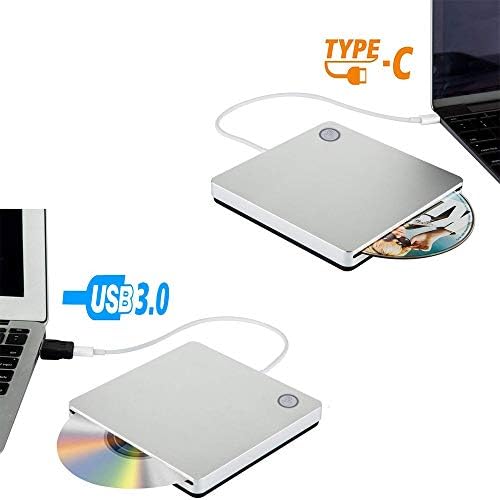BDYING Harici USB C CD DVD Sürücü, taşınabilir USB 3.0 ve Tip-C Akıllı Dokunmatik Düğme Yuvası-in CD DVD Burner Oyuncu Yazar