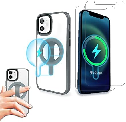 AZALEE Manyetik Kablosuz Şarj Cihazı ile iPhone 12 için Kılıf Dahili Silikon Telefon Tutacağı Magsafe ile Uyumlu, iPhone 12/12Pro