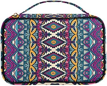 Takı Organizatör Seyahat Çantası Takı saklama çantası Soyut Geometrik Renkli Meksika Etnik Tribal Tribal Kolye Küpe Fermuarlı