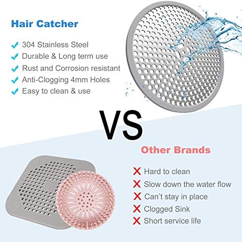 Duş tahliye saç uzatma cihazı / banyo tapası tahliye koruyucusu, paslanmaz çelik + silikon, banyo ve mutfak lavaboları için uygun-paslanmaz