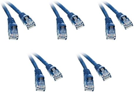Cat5e 75-Ayak Ethernet Yama Kablosu, Takılmayan/Kalıplanmış Önyükleme, 5'li Paket, Mavi (CNE50901)