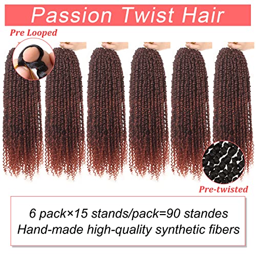Xtrend 6 packs 22 inç Önceden İlmekli Ombre Tutku Büküm Saç Tutku Büküm Tığ Saç Uzatma Siyah Kadınlar için Uzun Bohemian Saç