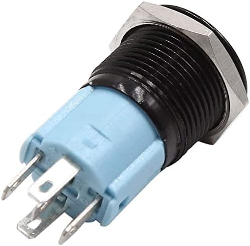 EuısdanAA 36 V 16mm Konu Dia 5 Terminali Beyaz LED Metal basmalı düğme anahtarı için Araba Oto (Interruptor de botón de metal