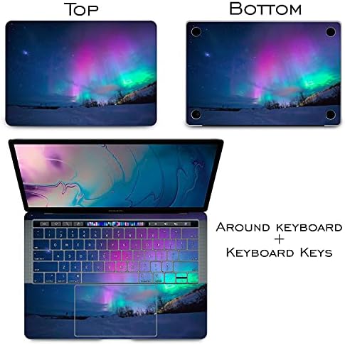 Lex Altern Vinil Cilt ile Uyumlu MacBook Hava 13 inç Mac Pro 16 Retina 15 12 2020 2019 2018 Kuzey ışıkları Gece Doğal Gökyüzü