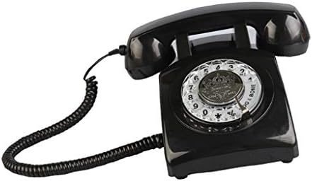 Homyl Döner Çevirmeli Telefon, Retro Eski Moda Sabit Telefonlar, Klasik Çanlı, Ev ve Dekor için Kablolu Masaüstü Telefon-Siyah