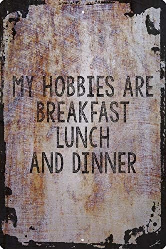 Hobilerim Kahvaltı Öğle ve Akşam Yemeği Komik Gıda Sevgilisi Yemekler Bej Duvar sanat dekoru Komik Hediye 12x18 İnç
