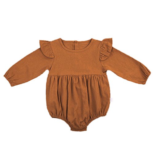 Bebek Bebek Kız Twins Uzun Kollu Ruffles Romper Bodysuit Kıyafet Giyim (6-12 Ay(Etiket Boyutu: 80), Turuncu)
