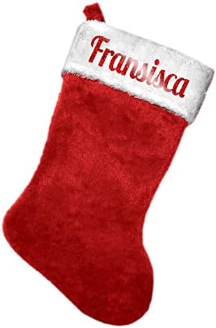 Fransisca Kırmızı Glitter Peluş Noel Tatili Çorap, 8.5 inç. x 18 inç.