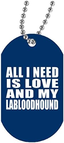 Designsify Tek İhtiyacım Olan Aşk ve Benim Labloodhound-Köpek Etiketi Askeri KİMLİK Kolye Kolye Zinciri-Köpek Evcil Hayvan Sahibi