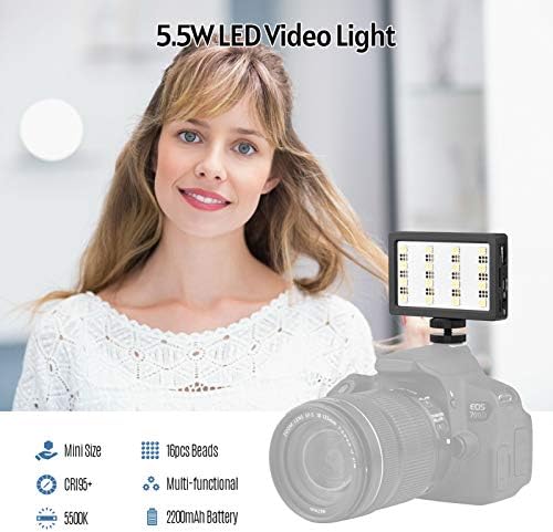 Mini Video led ışık Paneli On-kamera ışık 5500 K CRI95 + 16 Boncuk Dim ile Beyaz/Sarı / Mavi Difüzör Paneli 1/4 Soğuk ayakkabı