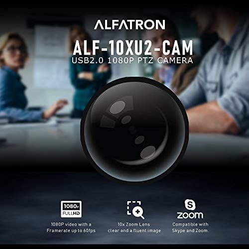Alfatron ALF-10XU2-CAM 1080p PTZ Kamera, Temizleme Kiti ile 10x Zoom Lens, Erkek-Erkek USB ve Temel Aksesuar Paketinde Daha Fazlası