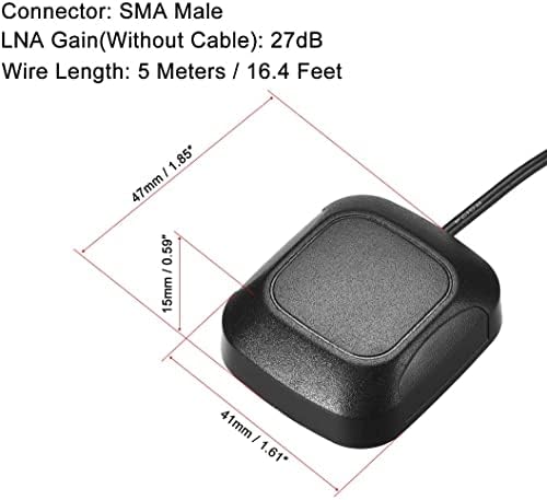 KFıdFran GPS Aktif Anten 90 Derece SMA Erkek Fiş 28dB Anten Bağlantı Kablosu Manyetik Montaj 5 Metre (Aktif GPS - Antenne 90-Grad-SMA-Stecker