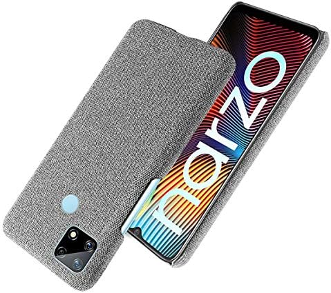 SHUNDA Kılıf için Realme Narzo 20, Ultra İnce Keçe Kumaş Anti-Parmak İzi Koruma Kapağı için Realme Narzo 20-Açık Gri