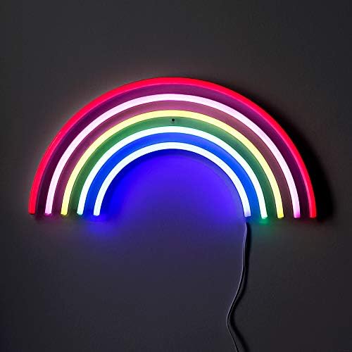 Isaac Jacobs 15” x 7.5 inç LED Neon’ Çok Renkli Gökkuşağı' Soğuk Işık, Duvar Sanatı, Yatak Odası Süslemeleri, Ev Aksesuarları,
